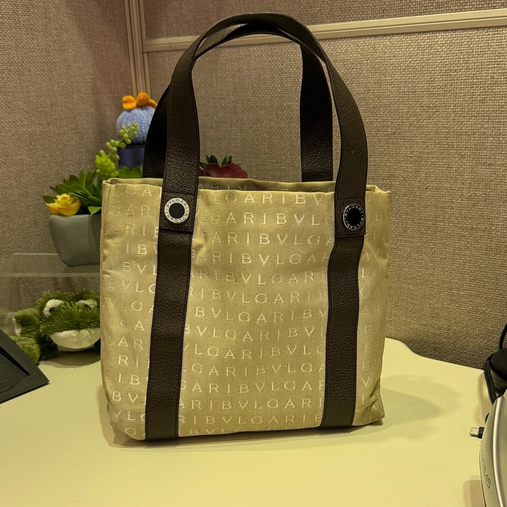Bulgari Beige and Brown Tote Bag